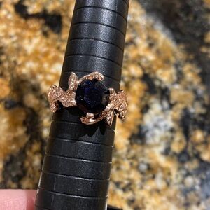 Gold and Blue sparkle Women's Ring size 7.75